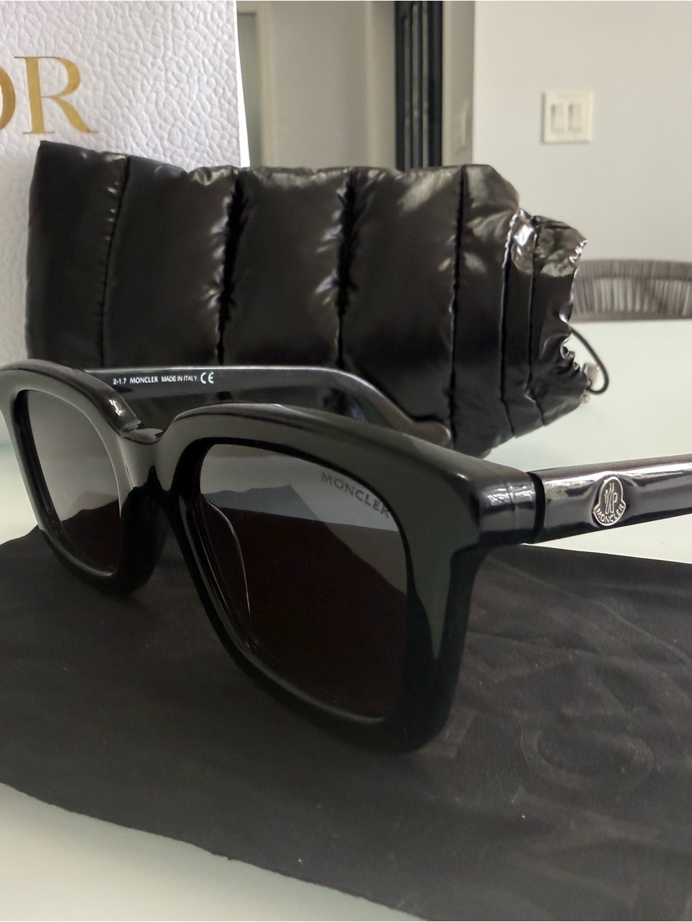 Moncler Black Glossy Oversized Sunglasses